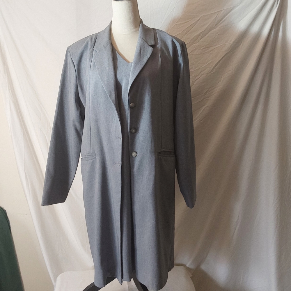 Allen Samo Ladies Vintage Gray Coat /Blazer and Dress Set